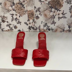 Vince Camuto Woven Strap Dress Mule Heeled Sandal